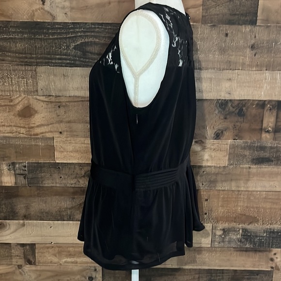 Worthington Black Baby Doll Sheer Lace Top Size Xl Side Zip - Picture 3 of 7